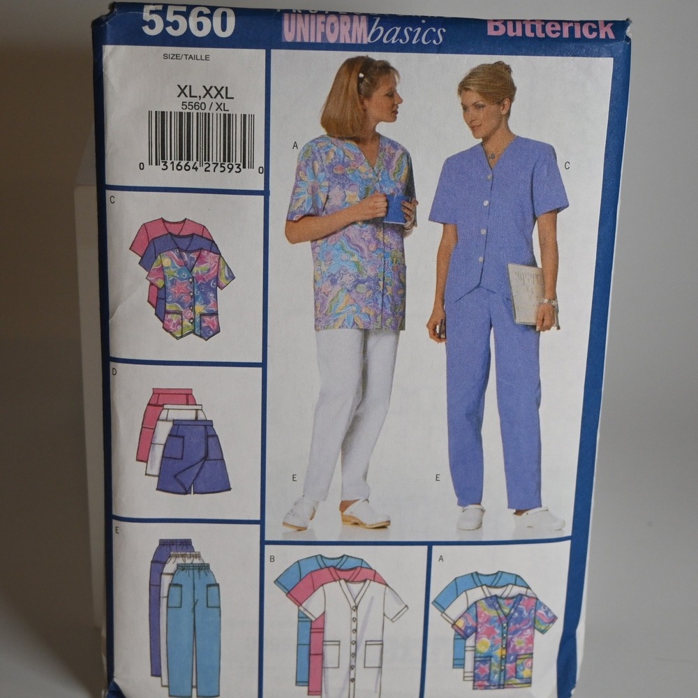 Butterick Sewing Pattern Misses XL-XXL 5560 Scrubs Uncut Factory Folded